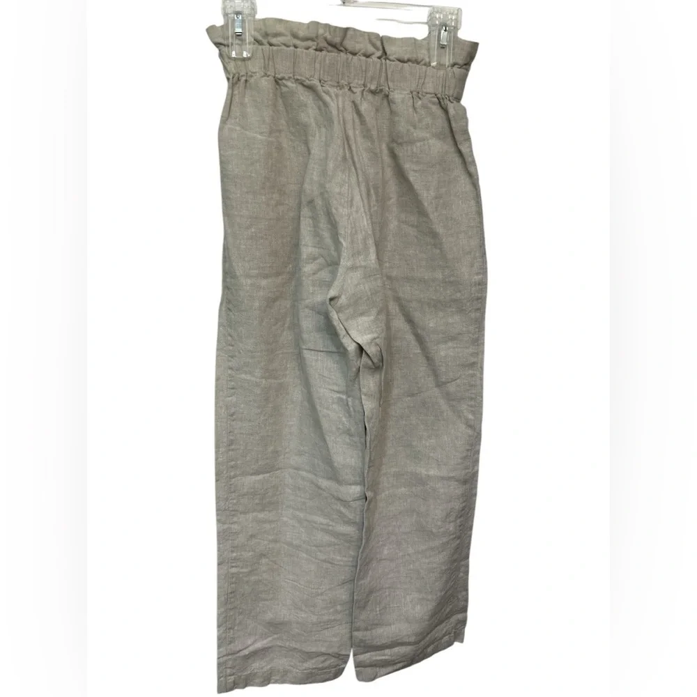 Reformation 100% Linen Pants Women’s Sz 0 Beige Elastic Waist Straight Leg NWOT